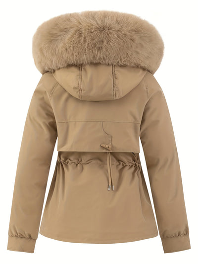 Lässige Windjacke mit Kapuze und abnehmbarem Kunstfell