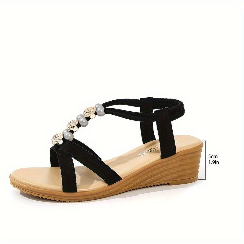 Braune Keilsandalen mit Knöchelriemen - Lara