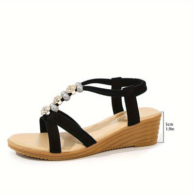 Braune Keilsandalen mit Knöchelriemen - Lara