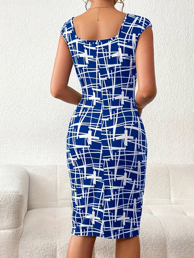 Braunes Square Neck Midi-Kleid - Emilia