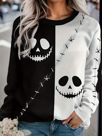 Plus Size Grafikdruck Sweatshirt mit Farbblock