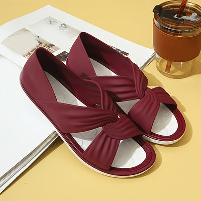 Khakifarbene Flache Sandalen mit Kreuzriemen - Alina