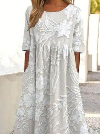 Dovie - Zeitloses langes Blumenkleid mit 3/4-Ärmeln