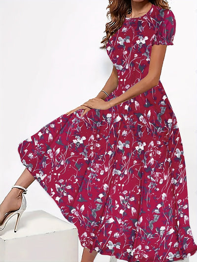 Dunkelblaues Blumenkleid - Sophie