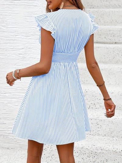 Hellblaues Streifen-Sommerkleid - Sophia
