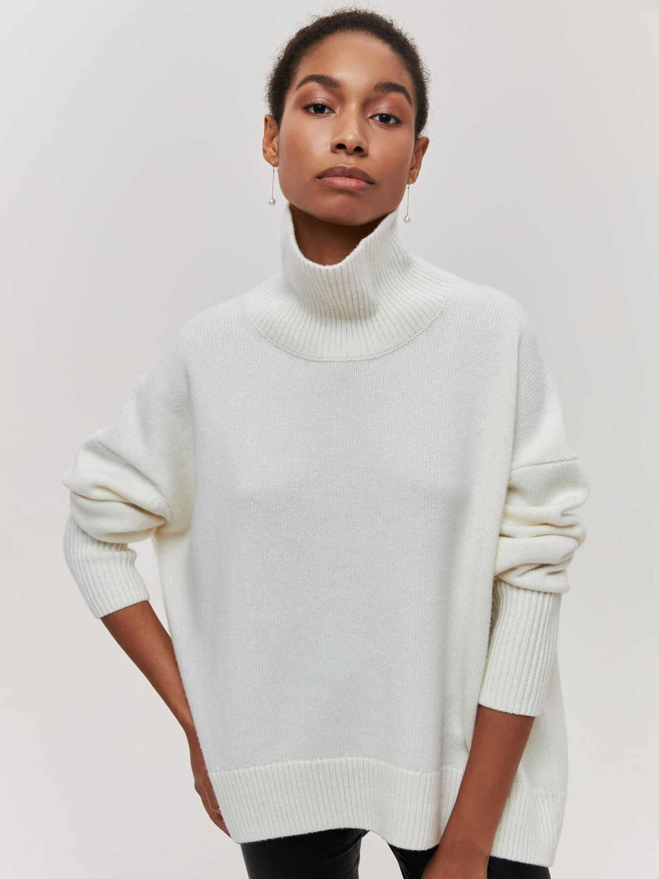 Xandra | Gestrickter Pullover Mit Langem Hals