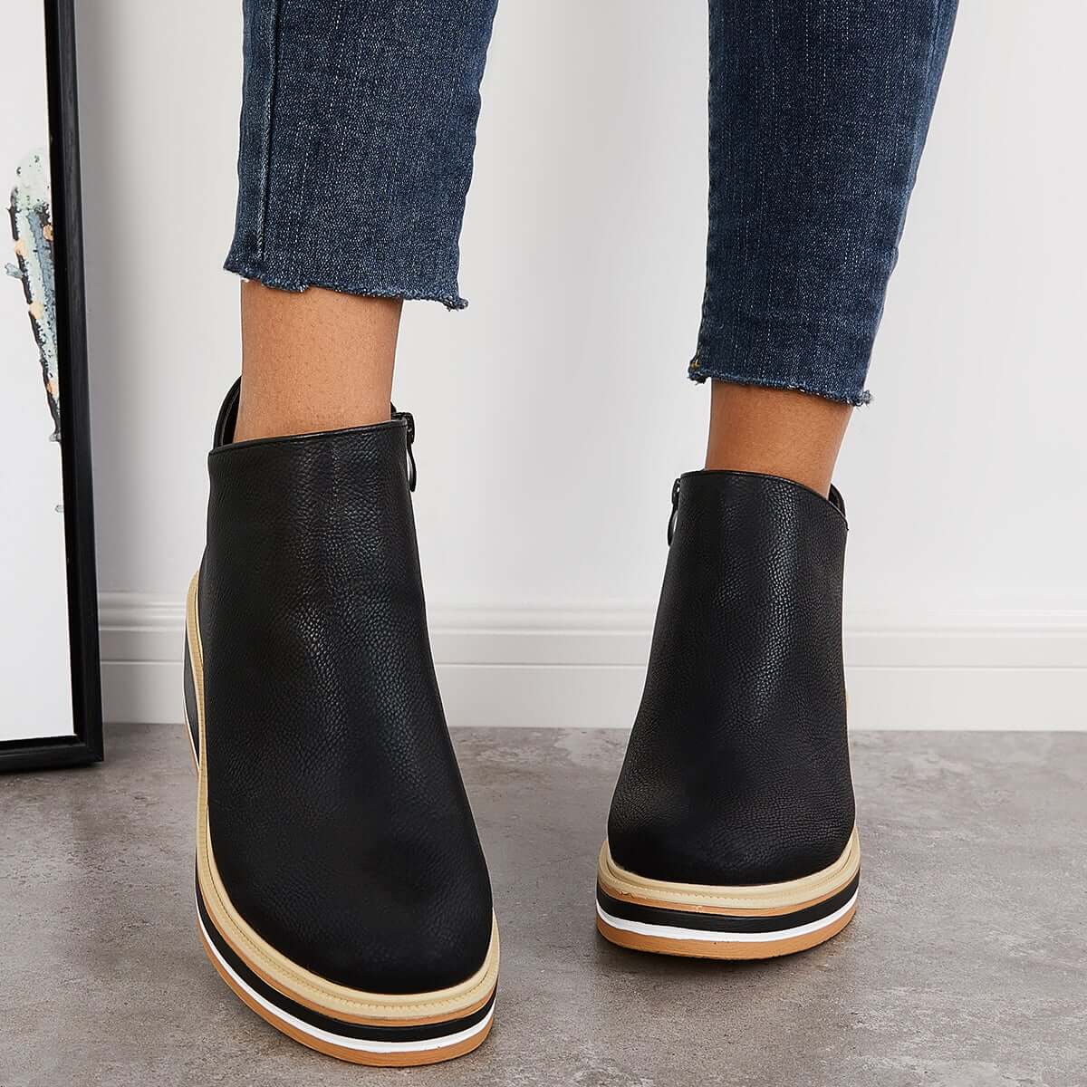 Alma | Reißverschluss Stiefelette mit modernem Plateau