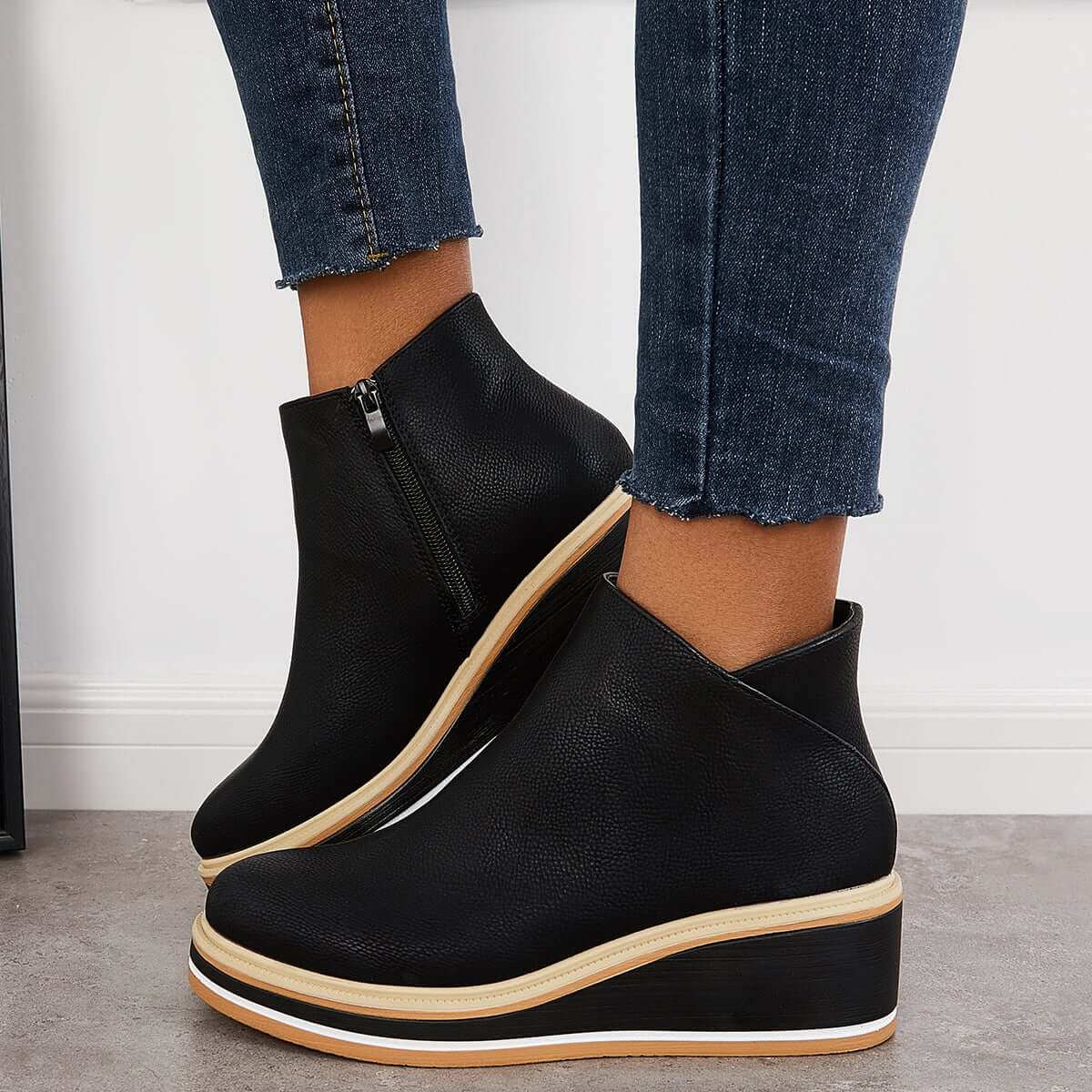 Alma | Reißverschluss Stiefelette mit modernem Plateau
