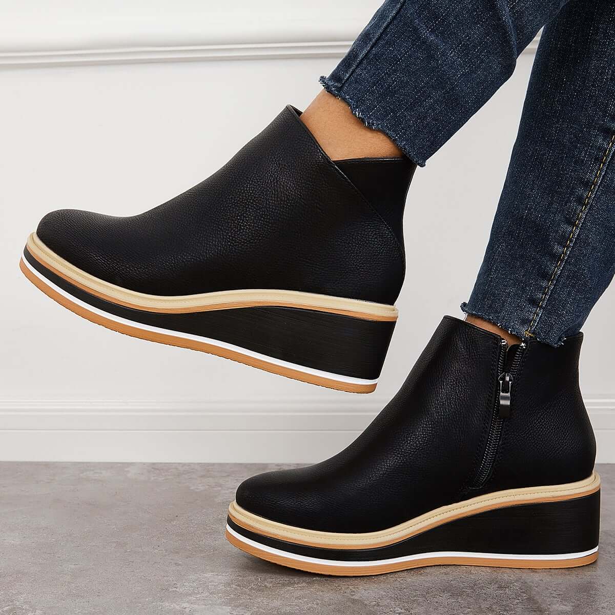 Alma | Reißverschluss Stiefelette mit modernem Plateau