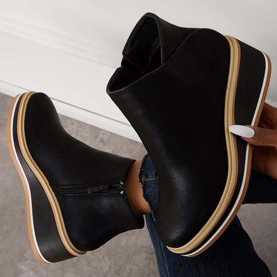 Alma | Reißverschluss Stiefelette mit modernem Plateau