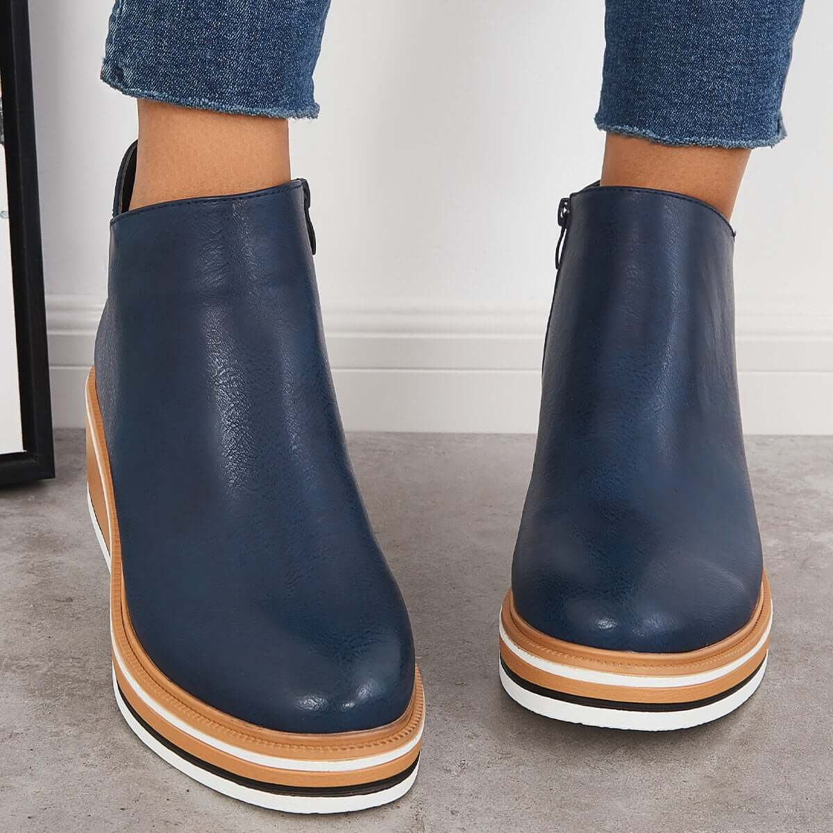 Alma | Reißverschluss Stiefelette mit modernem Plateau
