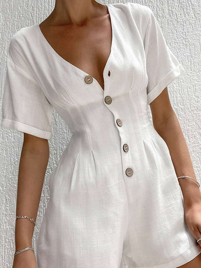 Stilvoller Weißer Kurz-Jumpsuit