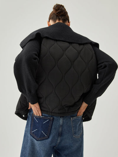 Lena | Geometrischer Wintermantel mit Patchwork-Kragen