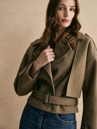 Soph | Warme Jacke mit Gürtel in einfarbig
