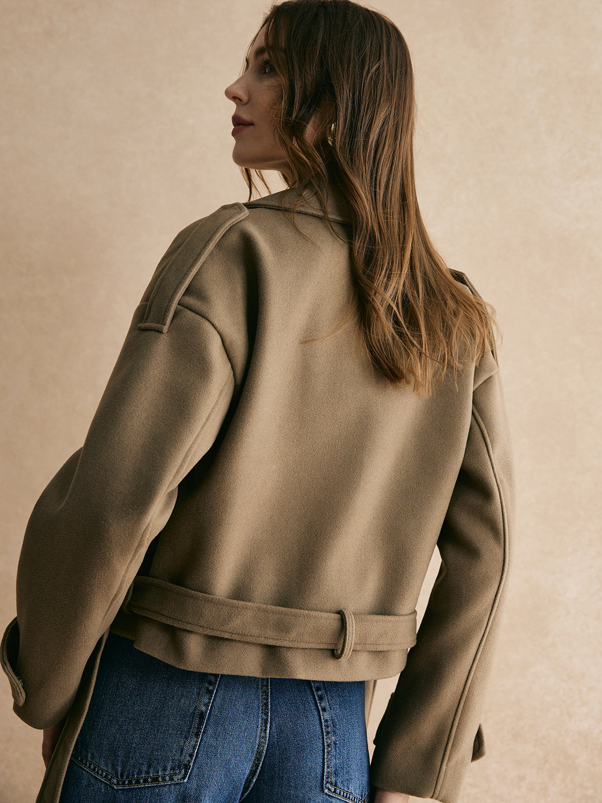 Soph | Warme Jacke mit Gürtel in einfarbig