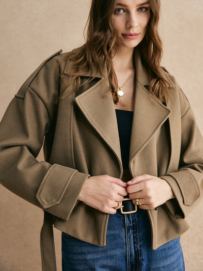 Soph | Warme Jacke mit Gürtel in einfarbig