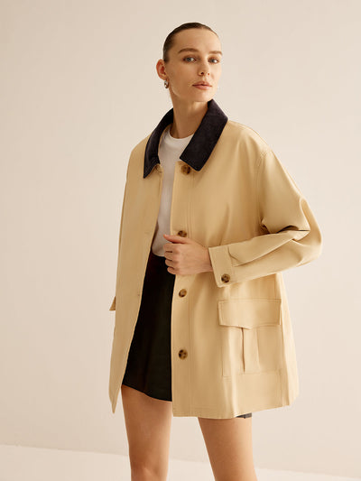 Hanna  | Baumwolljacke mit Kontrastkragen und Knöpfen