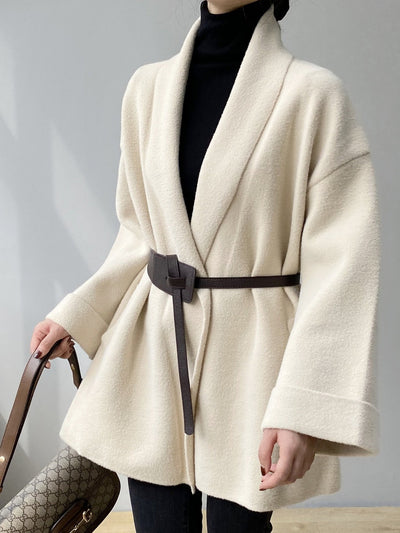 Clara | Eleganter Kunstpelz Mantel mit Taillengürtel