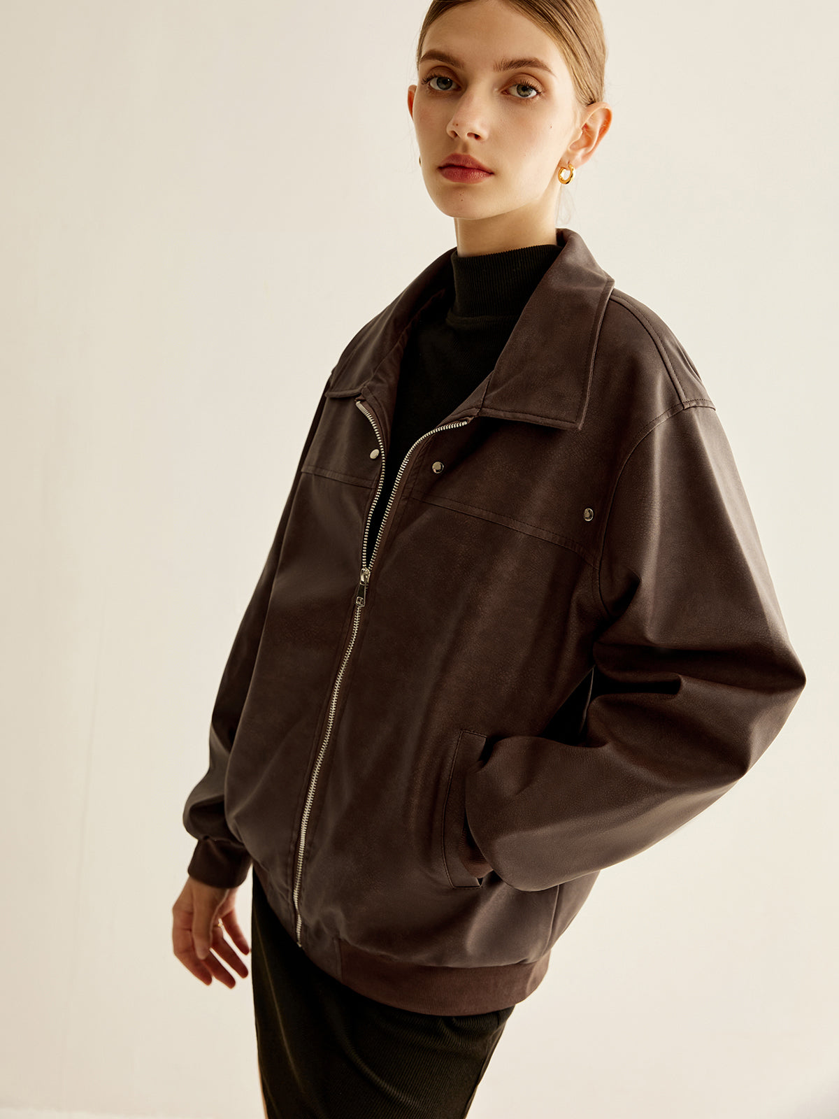 Mila | Zipper-Kunstlederjacke