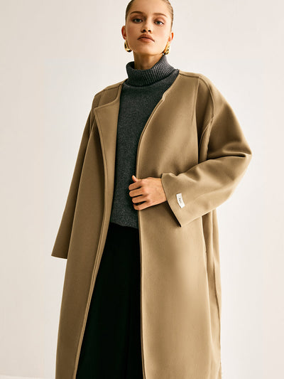 Emma | Minimalistischer langer Mantel aus Wolle