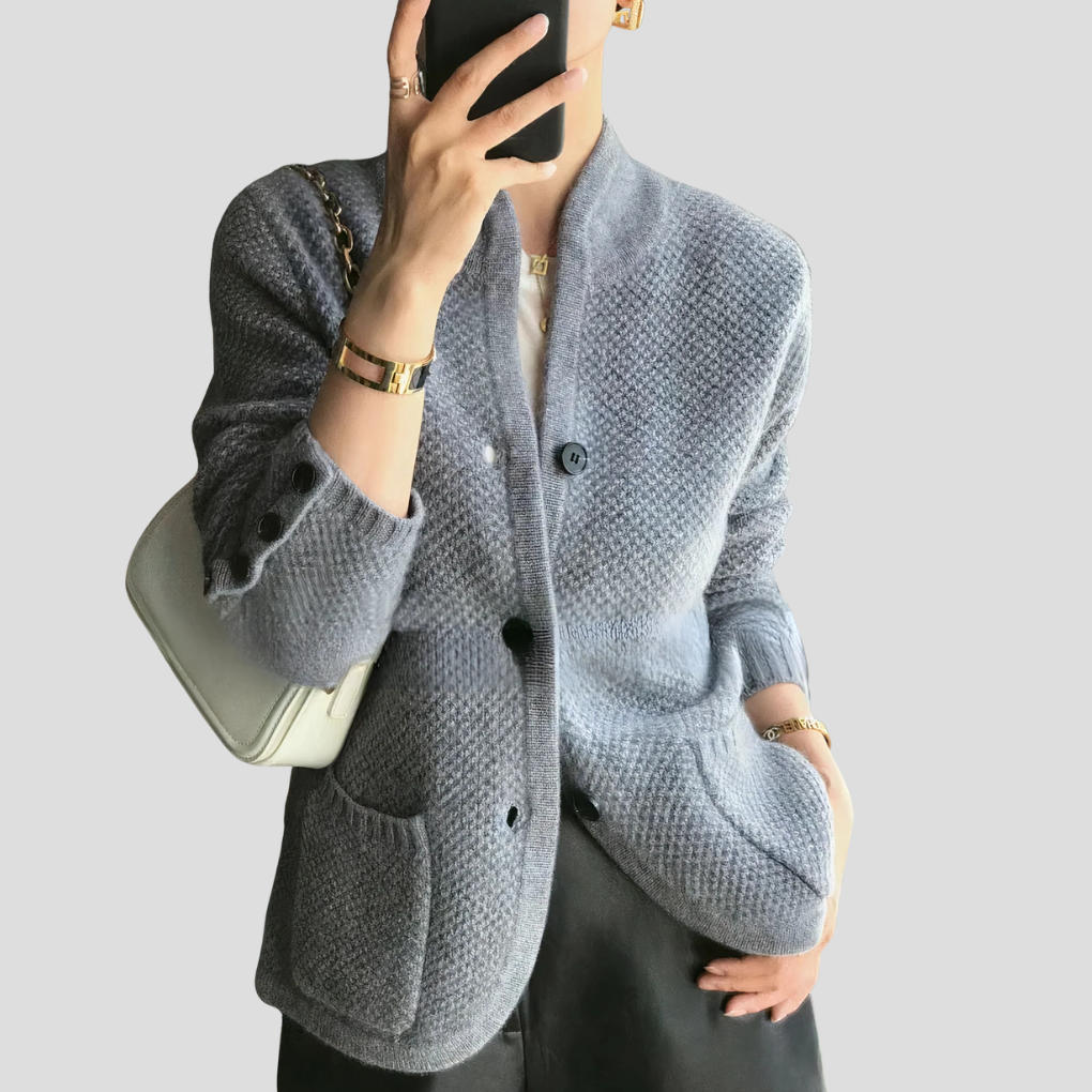 Martina | Langer Kaschmir Cardigan mit V Ausschnitt