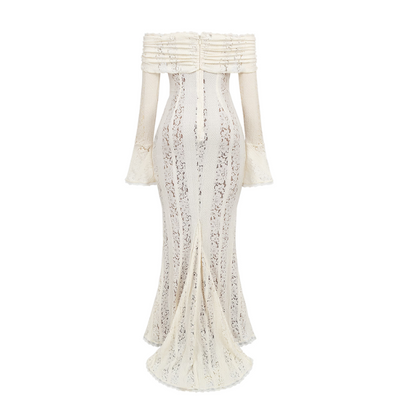 Lizzy | Vintage-Spitzen-Maxikleid mit schulterfreiem Design