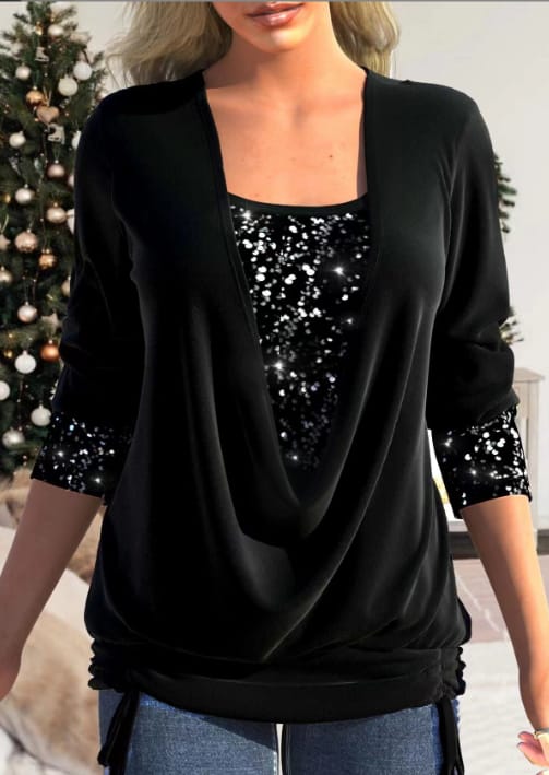 Diana | SparkleFlow Paillettenbluse in Übergröße