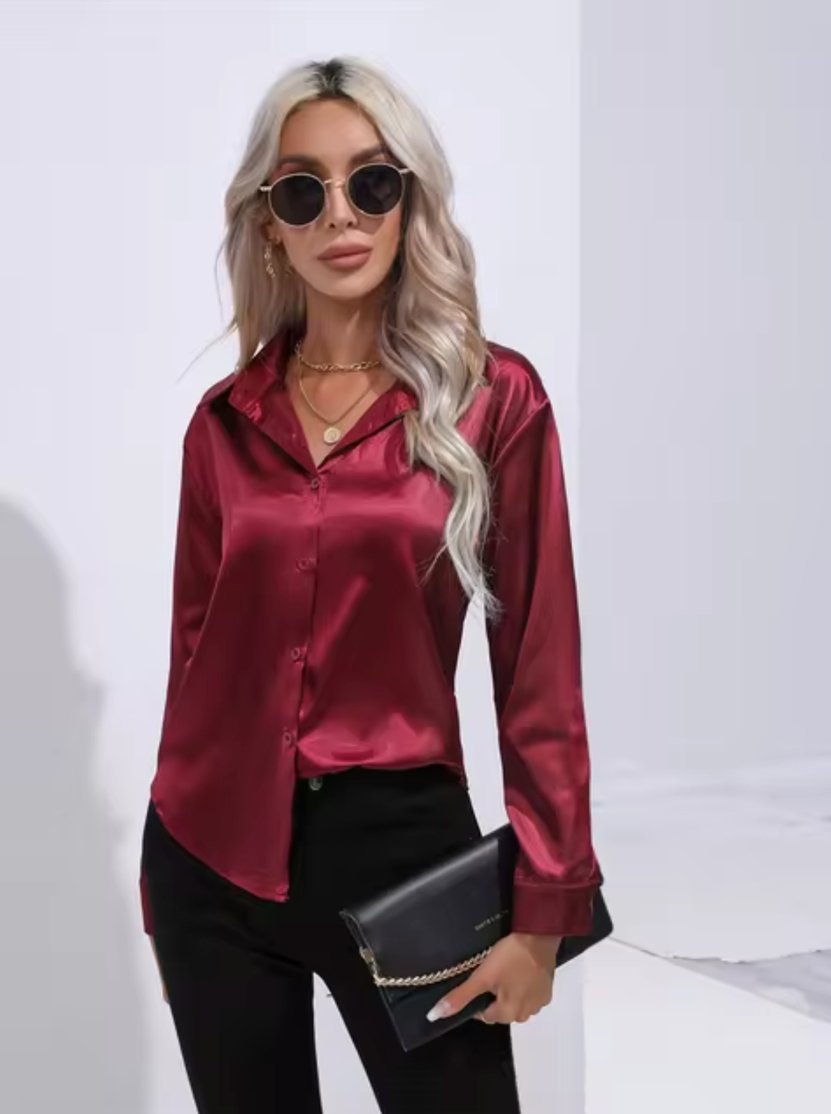 Doreen | Elegante Satin Charm Bluse