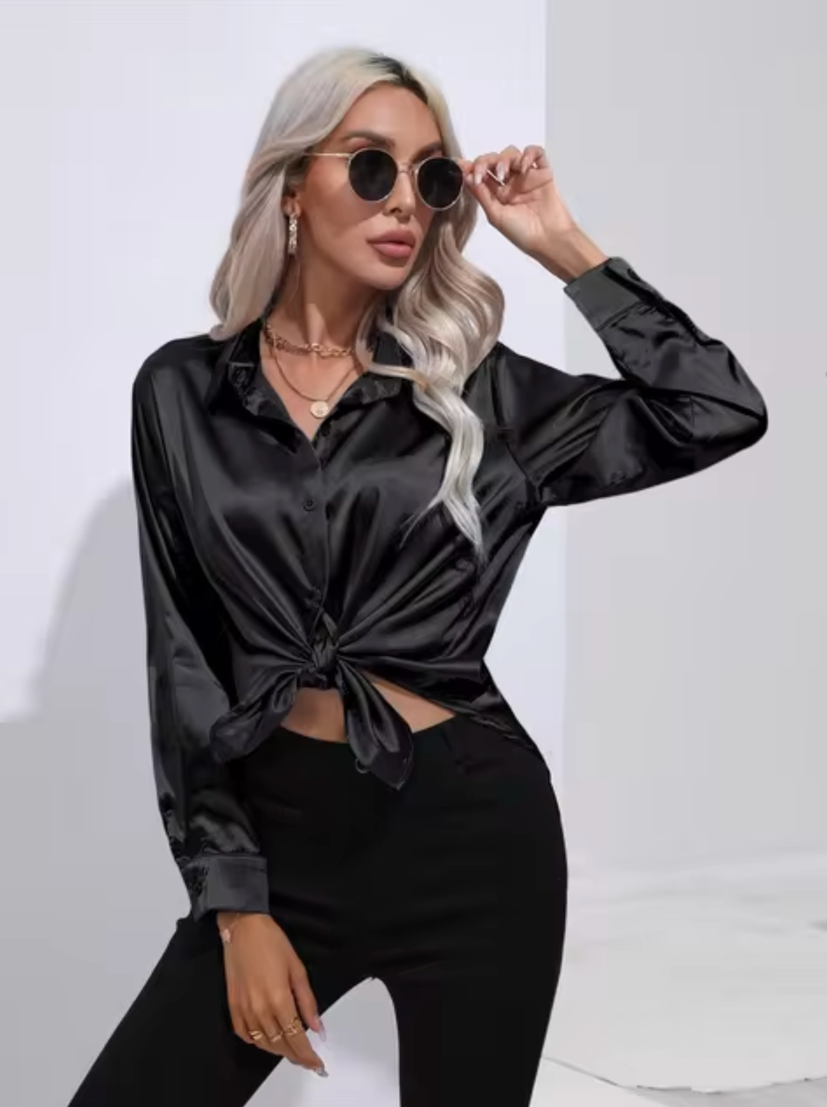 Doreen | Elegante Satin Charm Bluse