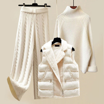Angela | Dreiteiliges Luxus-Strick-Winterset – Eleganz und Wärme für Kalte Tage