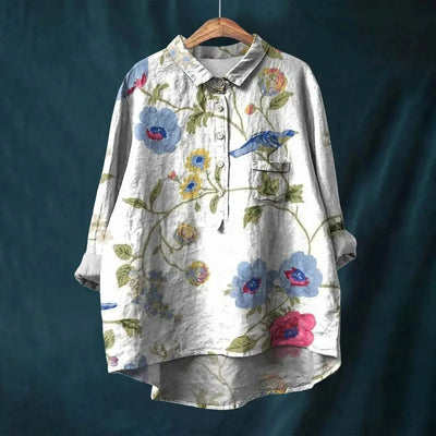 Franziska | Sommerbluse aus Baumwolle mit blühenden Blumen