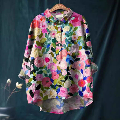 Franziska | Sommerbluse aus Baumwolle mit blühenden Blumen