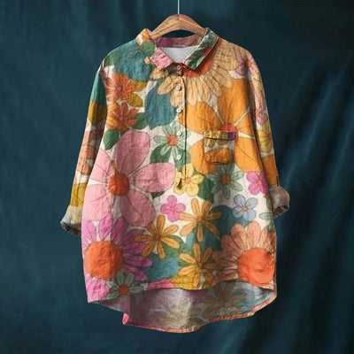 Franziska | Sommerbluse aus Baumwolle mit blühenden Blumen