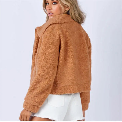 Kuschelige Sherpa-Bomberjacke für Damen