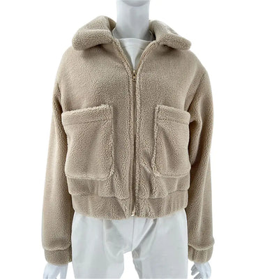 Kuschelige Sherpa-Bomberjacke für Damen