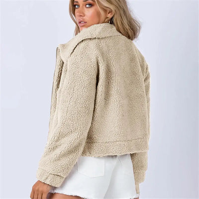 Kuschelige Sherpa-Bomberjacke für Damen