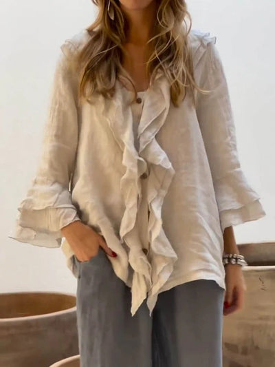 Kerstin | Stilvolles Rüschen Freizeitshirt