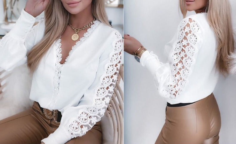 Sandra | Festliches Design V Ausschnitt Spitzentop