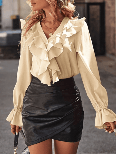 Jessica | Elegante Bluse mit Rüschen und langen Ärmeln