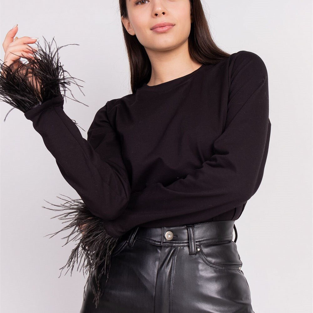 Lara | Stilvolles Feder Langarmshirt