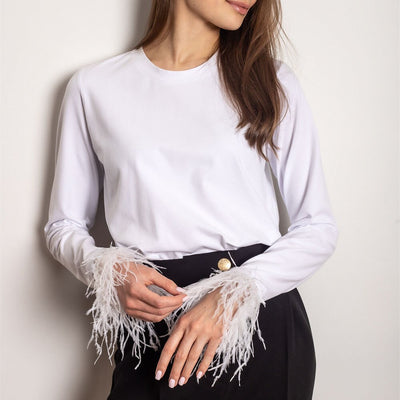 Lara | Stilvolles Feder Langarmshirt