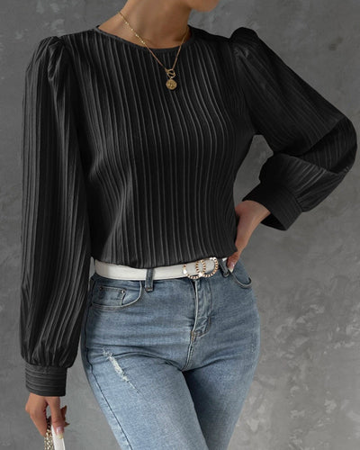 Lena | Elegantes Langarm Top mit Rundhalsausschnitt