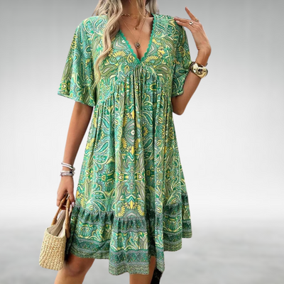 Saylor - Bohemian Paisley Druck V-Ausschnitt Sommerkleid