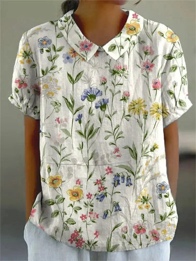 Melanie | Elegante Sommerbluse aus Baumwolle mit Blumenmuster