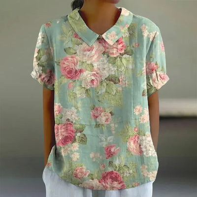 Melanie | Elegante Sommerbluse aus Baumwolle mit Blumenmuster