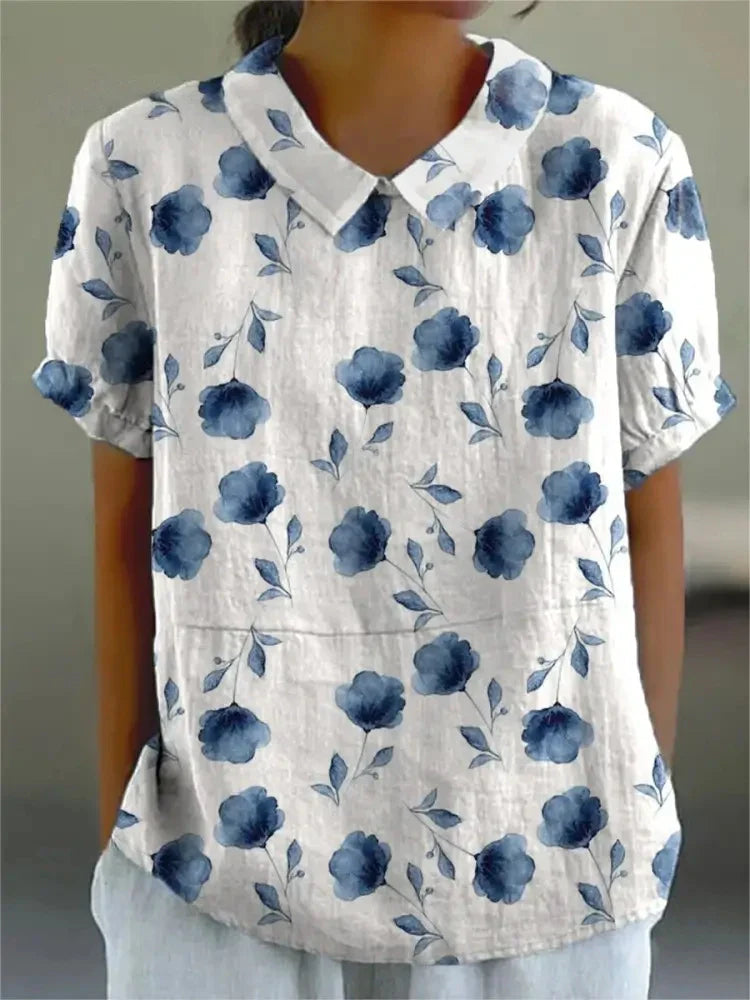 Melanie | Elegante Sommerbluse aus Baumwolle mit Blumenmuster