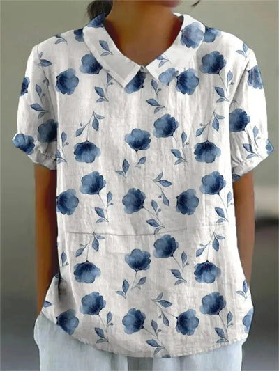 Melanie | Elegante Sommerbluse aus Baumwolle mit Blumenmuster