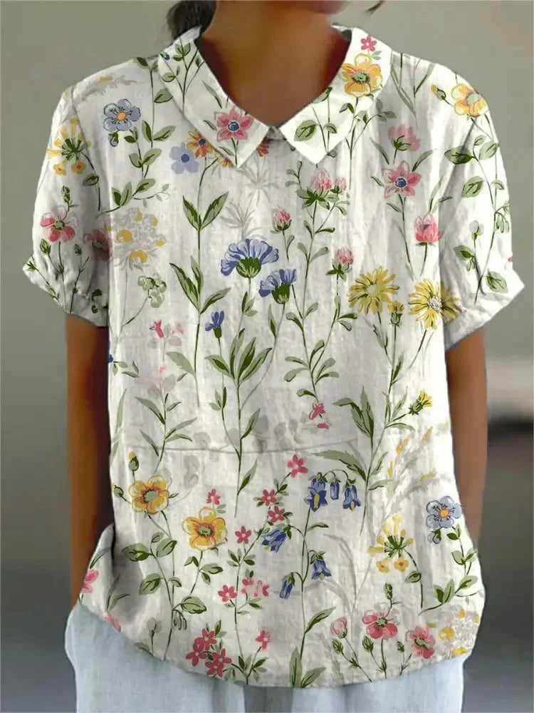 Melanie | Elegante Sommerbluse aus Baumwolle mit Blumenmuster