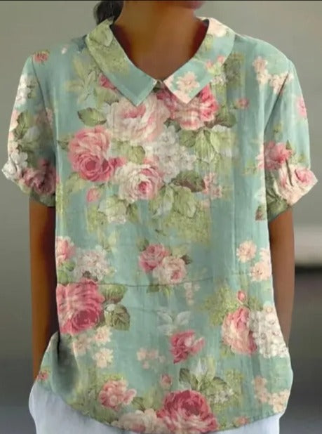 Melanie | Elegante Sommerbluse aus Baumwolle mit Blumenmuster