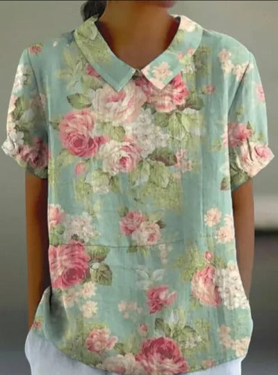 Melanie | Elegante Sommerbluse aus Baumwolle mit Blumenmuster